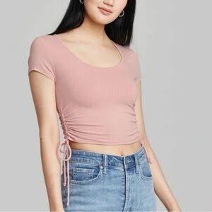 Wild Fable Light Pink Ribbed Crop Top